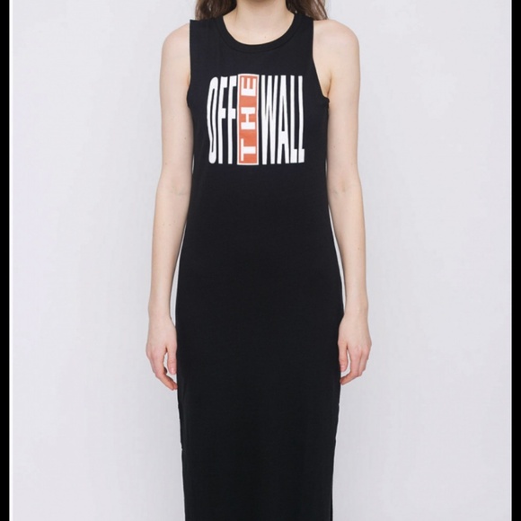 Vans Off The Wall Black Tank Top Midi Dress with Side Slits - Picture 4 of 13